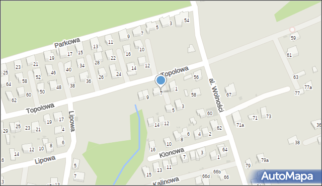 Wadowice, Topolowa, 7, mapa Wadowice