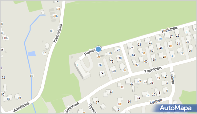 Wadowice, Topolowa, 78, mapa Wadowice