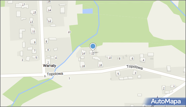 Wanaty, Topolowa, 12, mapa Wanaty