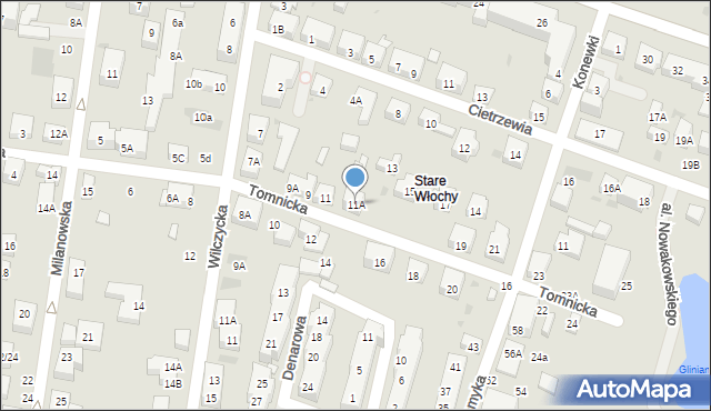 Warszawa, Tomnicka, 11A, mapa Warszawy