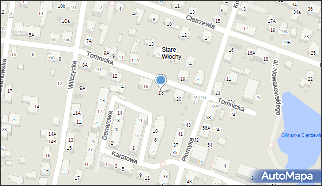 Warszawa, Tomnicka, 18, mapa Warszawy