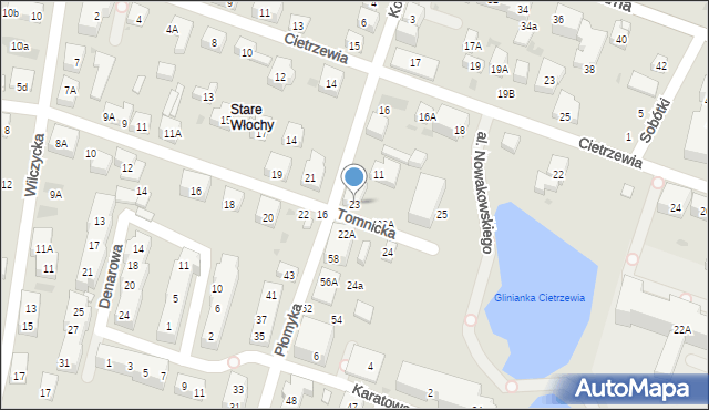 Warszawa, Tomnicka, 23, mapa Warszawy