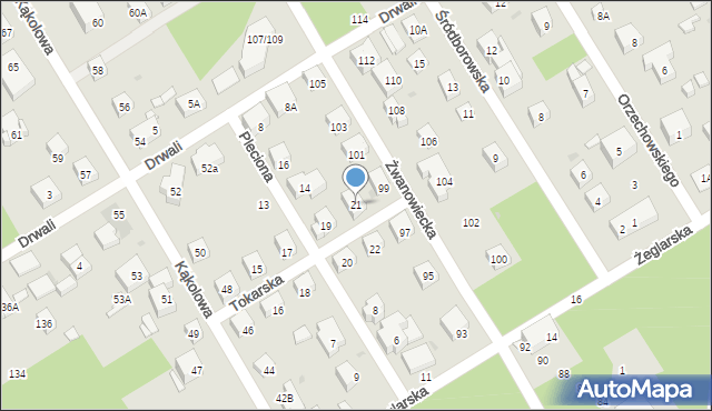 Warszawa, Tokarska, 21, mapa Warszawy