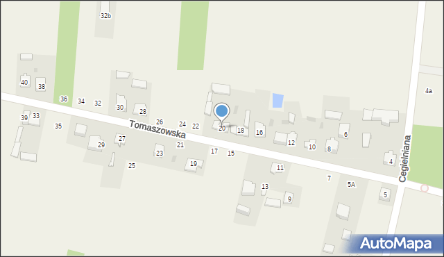Wąwał, Tomaszowska, 20, mapa Wąwał
