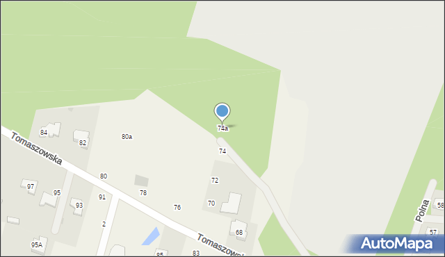 Wąwał, Tomaszowska, 74a, mapa Wąwał