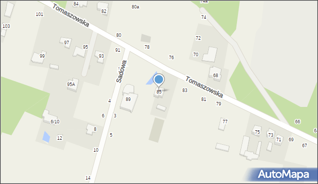 Wąwał, Tomaszowska, 85, mapa Wąwał