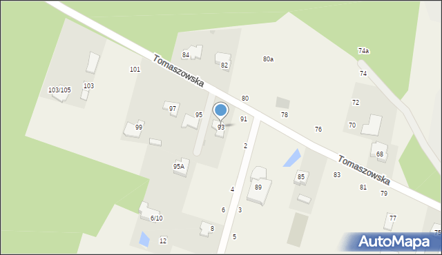 Wąwał, Tomaszowska, 93, mapa Wąwał