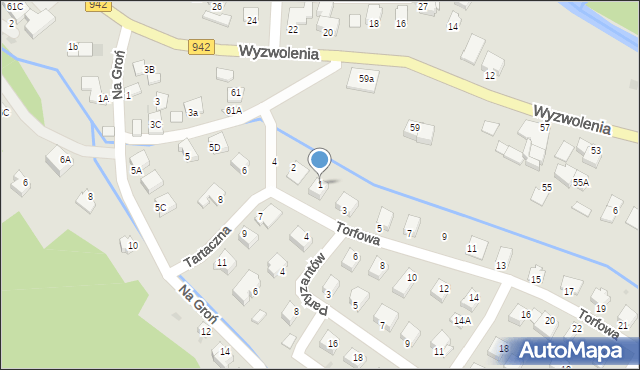 Wisła, Torfowa, 1, mapa Wisła