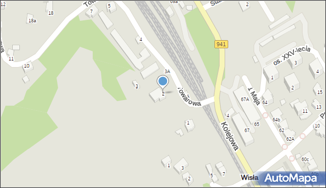 Wisła, Towarowa, 2, mapa Wisła