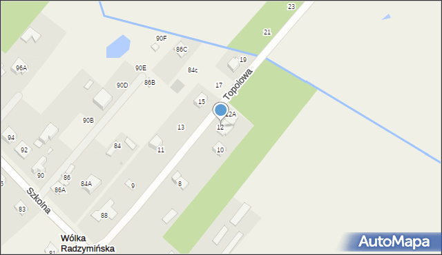 Wólka Radzymińska, Topolowa, 12, mapa Wólka Radzymińska