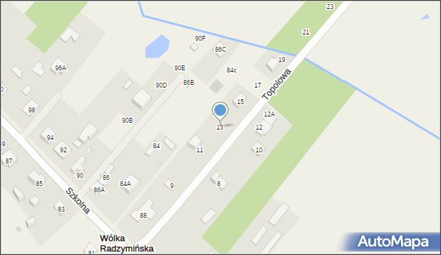 Wólka Radzymińska, Topolowa, 13, mapa Wólka Radzymińska