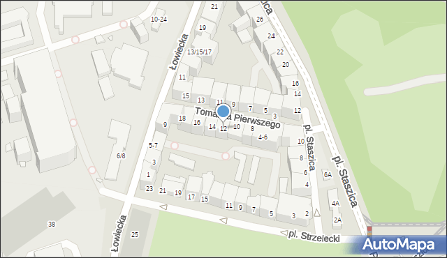 Wrocław, Tomasza Pierwszego, bp., 12, mapa Wrocławia