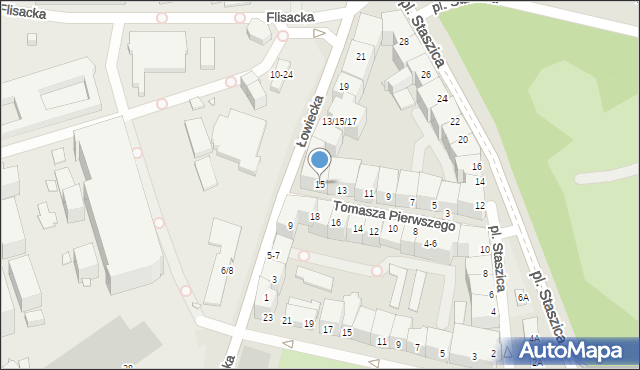 Wrocław, Tomasza Pierwszego, bp., 15, mapa Wrocławia