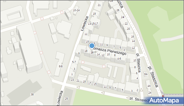 Wrocław, Tomasza Pierwszego, bp., 16, mapa Wrocławia