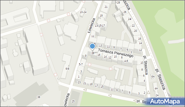 Wrocław, Tomasza Pierwszego, bp., 18, mapa Wrocławia