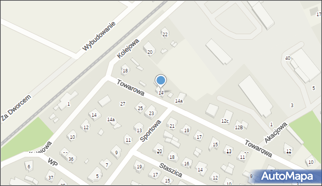 Zakrzewo, Towarowa, 14, mapa Zakrzewo