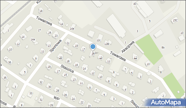 Zakrzewo, Towarowa, 15, mapa Zakrzewo