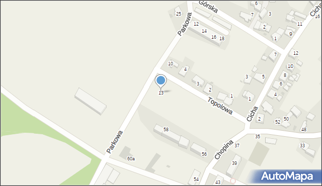 Zakrzów, Topolowa, 13, mapa Zakrzów