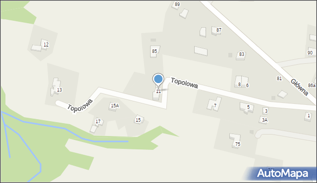 Zamarski, Topolowa, 11, mapa Zamarski