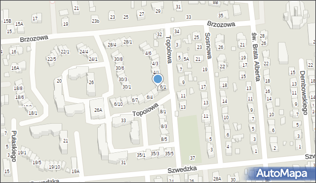 Zamość, Topolowa, 6/2, mapa Zamościa