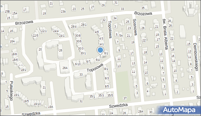 Zamość, Topolowa, 6/3, mapa Zamościa