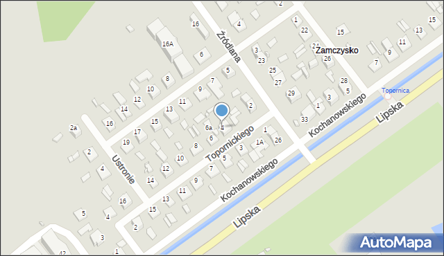 Zamość, Topornickiego Macieja, 4, mapa Zamościa