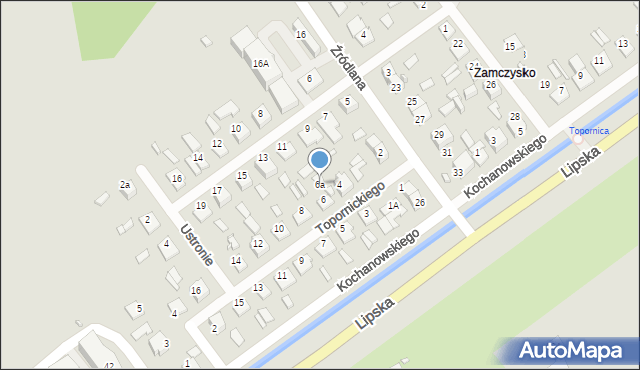Zamość, Topornickiego Macieja, 6a, mapa Zamościa