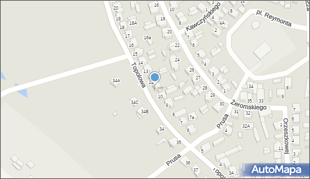 Zbąszyń, Topolowa, 11, mapa Zbąszyń