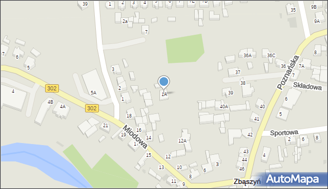 Zbąszyń, Topolowa, 1A, mapa Zbąszyń