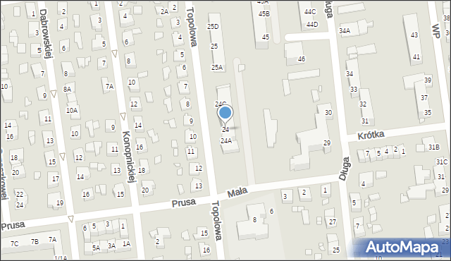 Zbąszynek, Topolowa, 24, mapa Zbąszynek