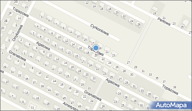 Zbrudzewo, Topazowa, 20, mapa Zbrudzewo