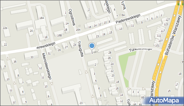 Bartoszyce, Traugutta Romualda, gen., 1, mapa Bartoszyce