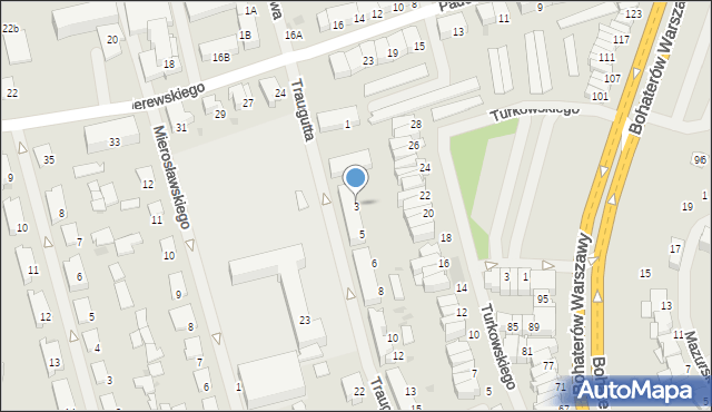 Bartoszyce, Traugutta Romualda, gen., 3, mapa Bartoszyce