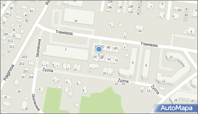 Białystok, Trawiasta, 4R, mapa Białegostoku
