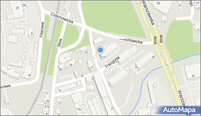 Bielsko-Biała, Traugutta Romualda, gen., 2, mapa Bielsko-Białej