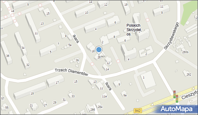 Bielsko-Biała, Trzech Diamentów, 16, mapa Bielsko-Białej