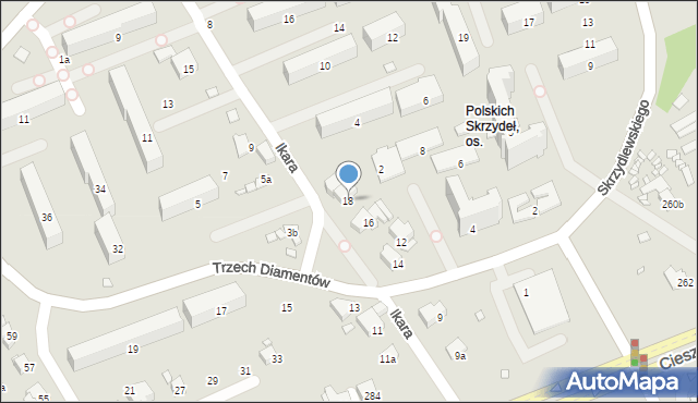 Bielsko-Biała, Trzech Diamentów, 18, mapa Bielsko-Białej