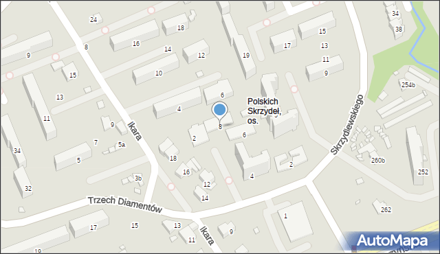 Bielsko-Biała, Trzech Diamentów, 8, mapa Bielsko-Białej