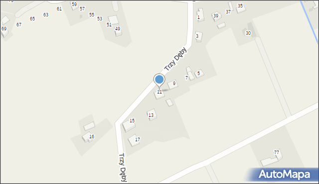 Bładnice Dolne, Trzy Dęby, 11, mapa Bładnice Dolne