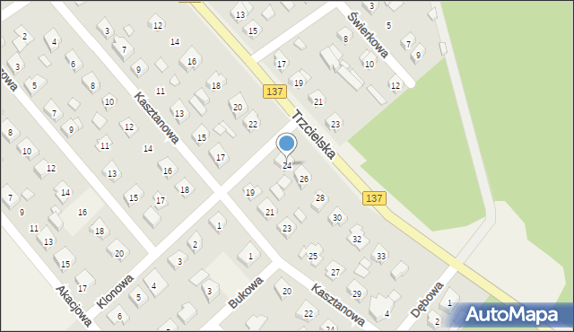 Bobowicko, Trzcielska, 24, mapa Bobowicko