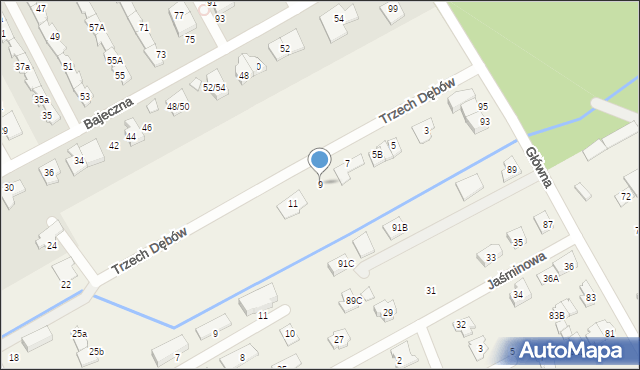 Bobrowiec, Trzech Dębów, 9, mapa Bobrowiec