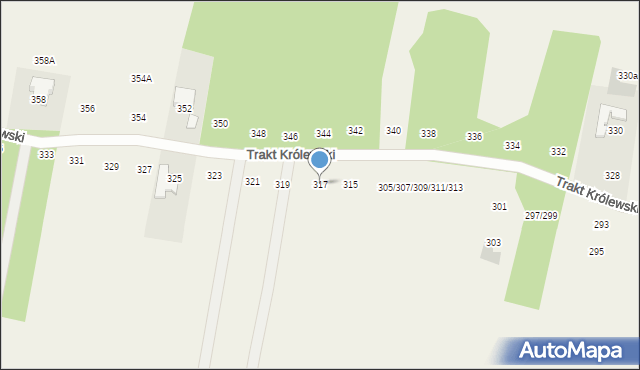 Borzęcin Duży, Trakt Królewski, 317, mapa Borzęcin Duży