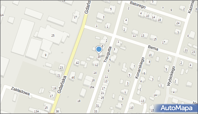 Brusy, Traugutta Romualda, gen., 10, mapa Brusy