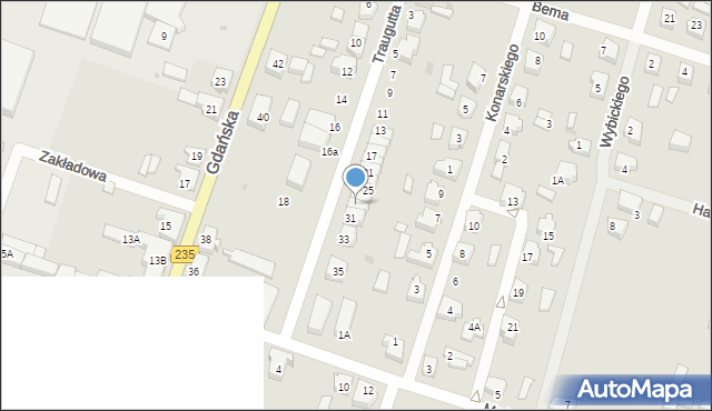 Brusy, Traugutta Romualda, gen., 29, mapa Brusy