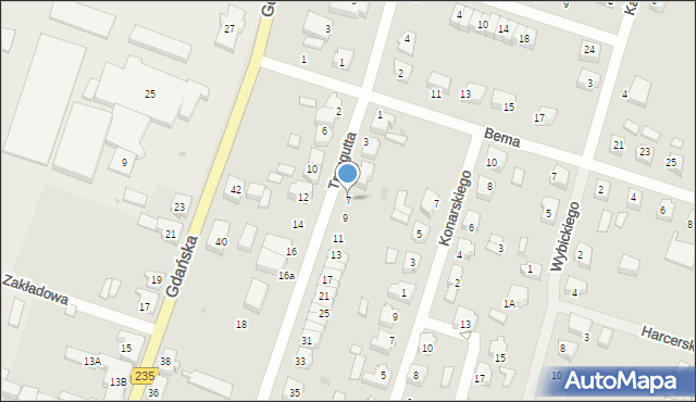 Brusy, Traugutta Romualda, gen., 7, mapa Brusy
