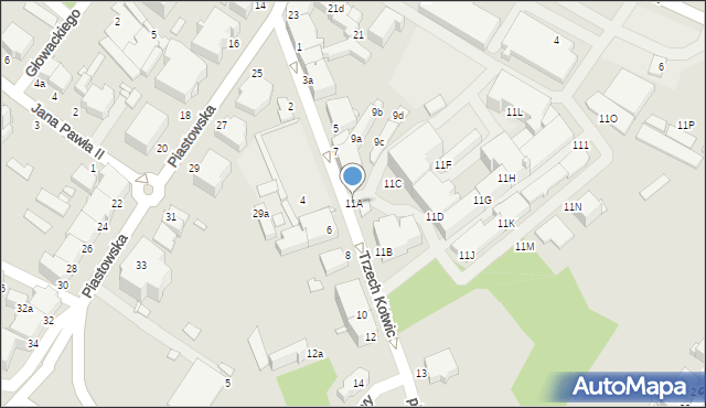 Brzeg, Trzech Kotwic, 11A, mapa Brzeg