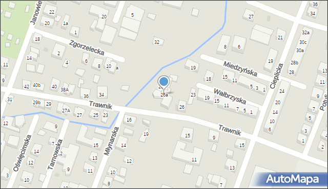 Bydgoszcz, Trawnik, 26a, mapa Bydgoszczy