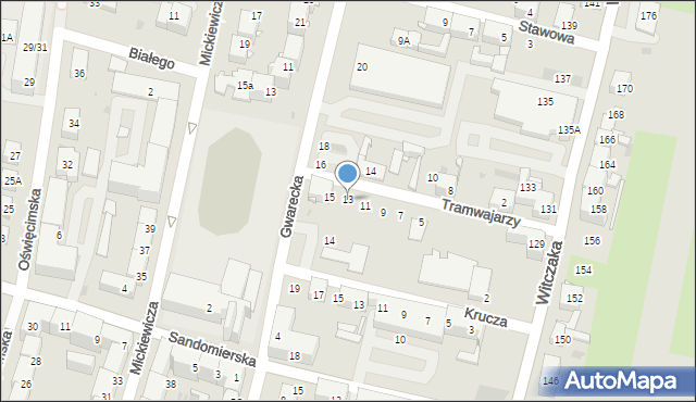 Bytom, Tramwajarzy, 13, mapa Bytomia