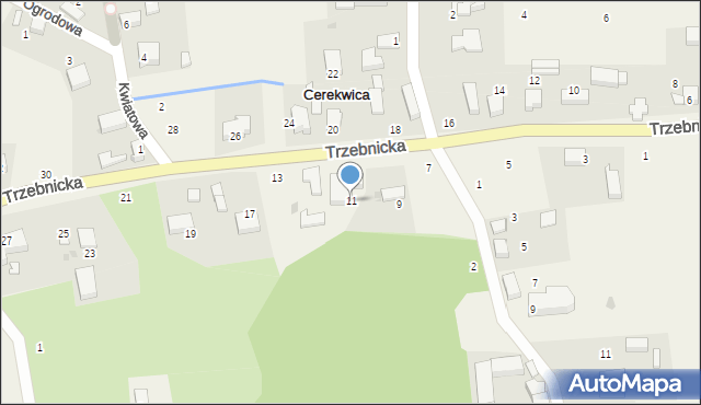 Cerekwica, Trzebnicka, 11, mapa Cerekwica