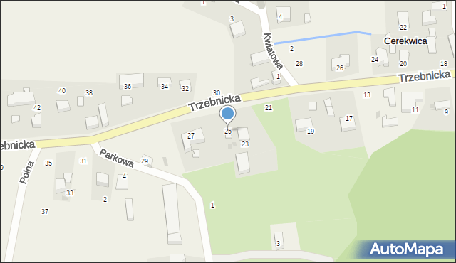 Cerekwica, Trzebnicka, 25, mapa Cerekwica